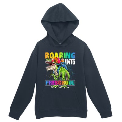 Roaring Into Preschool Dinosaur Backpack Back To School Boy Urban Pullover Hoodie