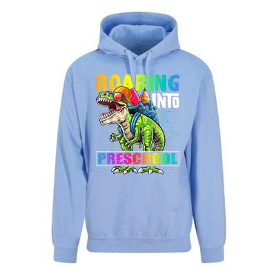 Roaring Into Preschool Dinosaur Backpack Back To School Boy Unisex Surf Hoodie