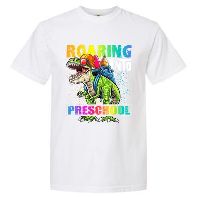 Roaring Into Preschool Dinosaur Backpack Back To School Boy Garment-Dyed Heavyweight T-Shirt