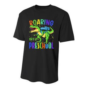 Roaring Into Preschool Dinosaur T Rex Back to School Youth Performance Sprint T-Shirt