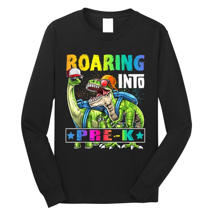 Roaring Into PreK Dinosaur Backpack Back To School Boy Long Sleeve Shirt