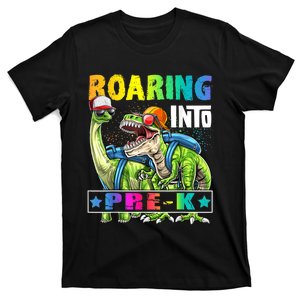 Roaring Into PreK Dinosaur Backpack Back To School Boy T-Shirt