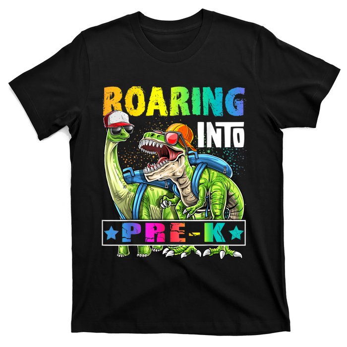 Roaring Into PreK Dinosaur Backpack Back To School Boy T-Shirt