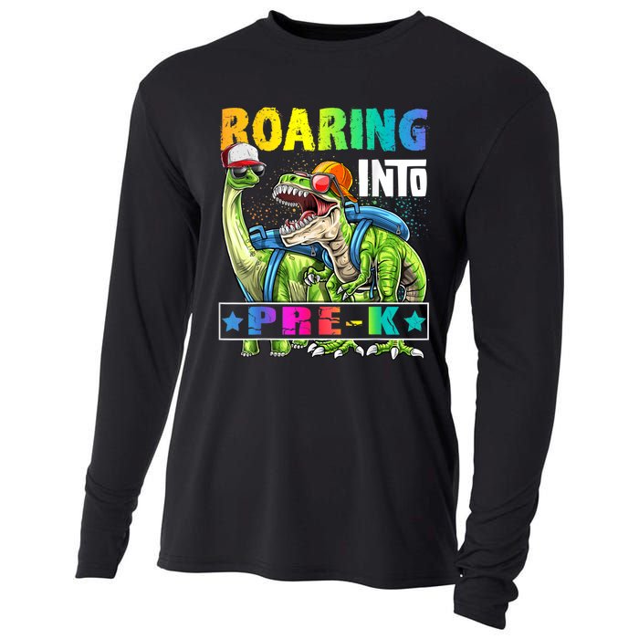 Roaring Into PreK Dinosaur Backpack Back To School Boy Cooling Performance Long Sleeve Crew