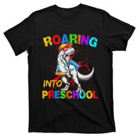 Roaring Into Preschool T Rex Dinosaur Back To School T-Shirt