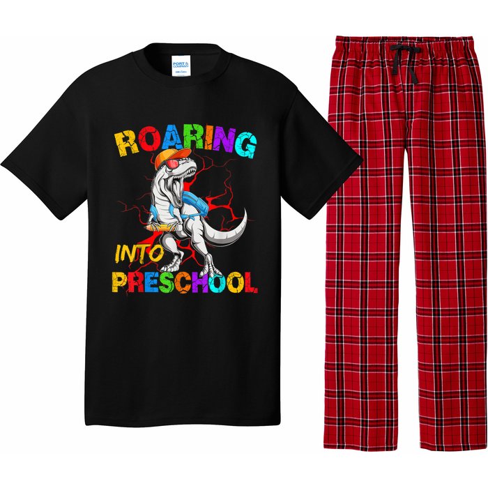 Roaring Into Preschool T Rex Dinosaur Back To School Pajama Set