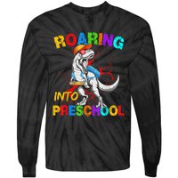 Roaring Into Preschool T Rex Dinosaur Back To School Tie-Dye Long Sleeve Shirt