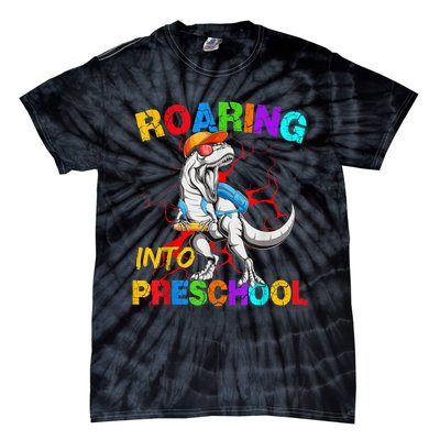 Roaring Into Preschool T Rex Dinosaur Back To School Tie-Dye T-Shirt