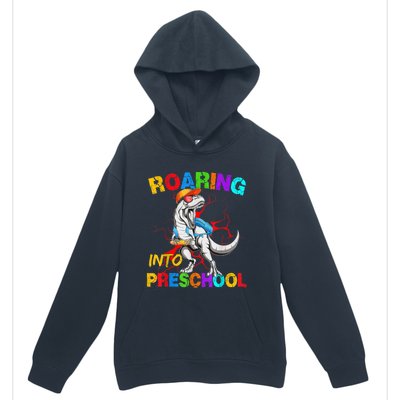 Roaring Into Preschool T Rex Dinosaur Back To School Urban Pullover Hoodie