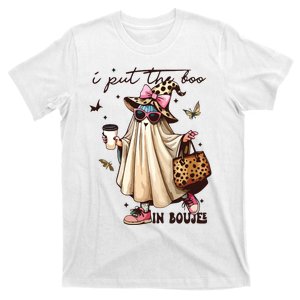 Retro I Put The Boo In Boujee Ghost Halloween Leopard Coffee Premium T-Shirt