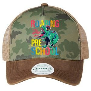 Roaring Into Preschool Dinosaur First School Day School Dino Legacy Tie Dye Trucker Hat