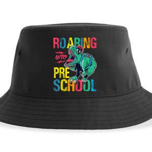 Roaring Into Preschool Dinosaur First School Day School Dino Sustainable Bucket Hat