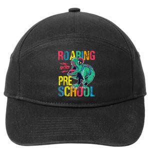 Roaring Into Preschool Dinosaur First School Day School Dino 7-Panel Snapback Hat