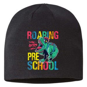 Roaring Into Preschool Dinosaur First School Day School Dino Sustainable Beanie