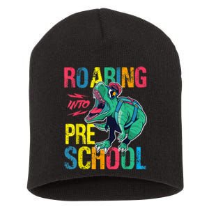 Roaring Into Preschool Dinosaur First School Day School Dino Short Acrylic Beanie