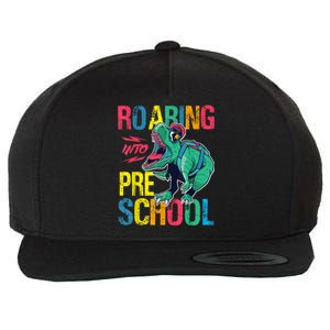 Roaring Into Preschool Dinosaur First School Day School Dino Wool Snapback Cap