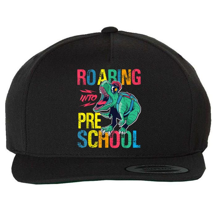 Roaring Into Preschool Dinosaur First School Day School Dino Wool Snapback Cap