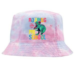 Roaring Into Preschool Dinosaur First School Day School Dino Tie-Dyed Bucket Hat