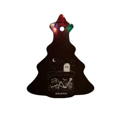 Read In Peace Halloween Retro Read Banned Books Ceramic Tree Ornament