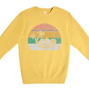 Retro Island Paradise With Palm Trees Premium Crewneck Sweatshirt