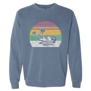 Retro Island Paradise With Palm Trees Garment-Dyed Sweatshirt