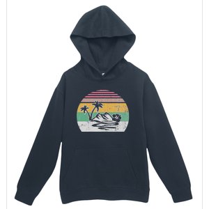 Retro Island Paradise With Palm Trees Urban Pullover Hoodie