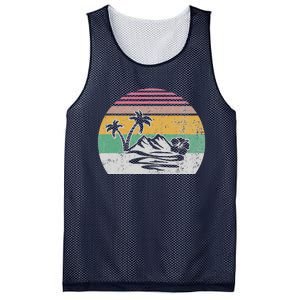 Retro Island Paradise With Palm Trees Mesh Reversible Basketball Jersey Tank