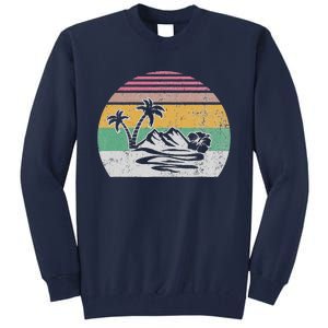 Retro Island Paradise With Palm Trees Tall Sweatshirt