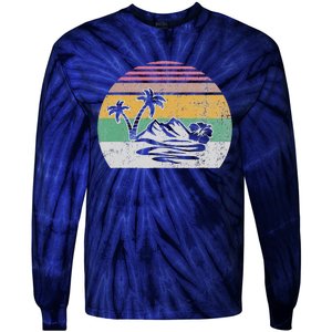 Retro Island Paradise With Palm Trees Tie-Dye Long Sleeve Shirt