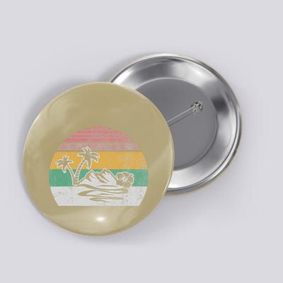 Retro Island Paradise With Palm Trees Button