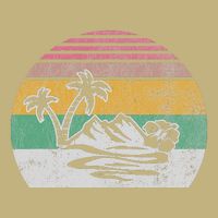 Retro Island Paradise With Palm Trees Button