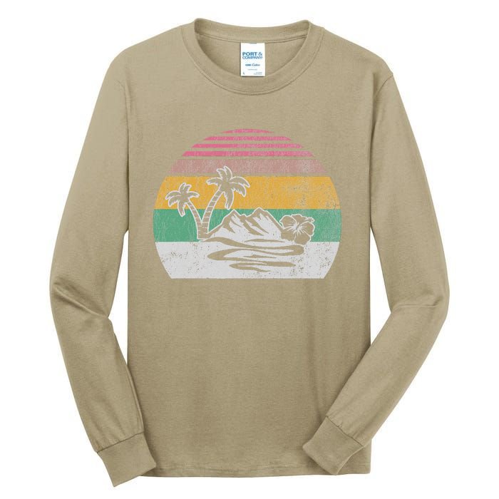 Retro Island Paradise With Palm Trees Tall Long Sleeve T-Shirt