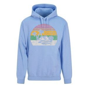 Retro Island Paradise With Palm Trees Unisex Surf Hoodie