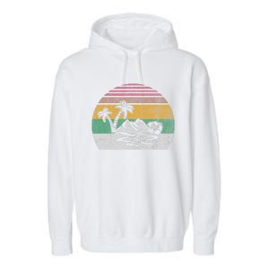 Retro Island Paradise With Palm Trees Garment-Dyed Fleece Hoodie