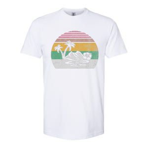 Retro Island Paradise With Palm Trees Softstyle CVC T-Shirt