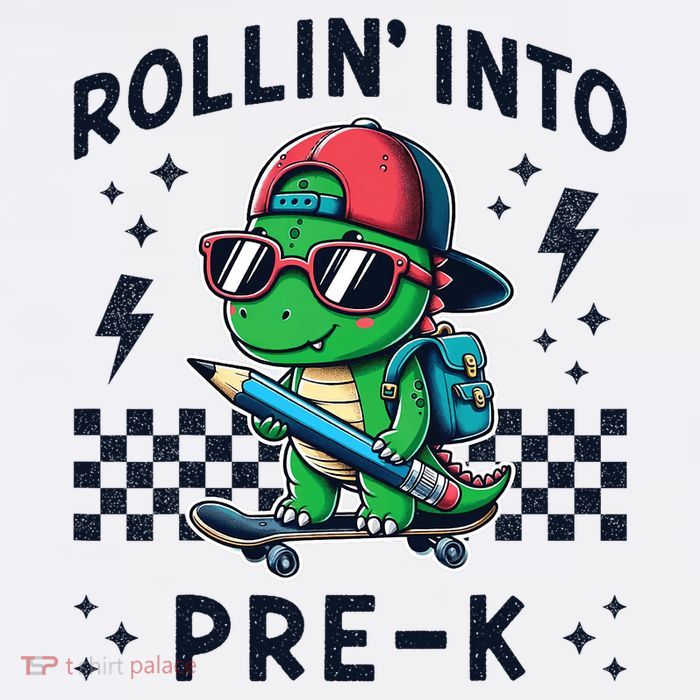 Rollin Into Pre K Dinosaur First Day Pre K Im Ready For Prek Flat Bill Trucker Hat
