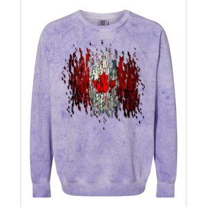 Ripped Canada Canadian Torn Flag Colorblast Crewneck Sweatshirt