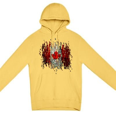 Ripped Canada Canadian Torn Flag Premium Pullover Hoodie