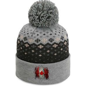 Ripped Canada Canadian Torn Flag The Baniff Cuffed Pom Beanie