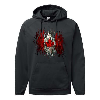 Ripped Canada Canadian Torn Flag Performance Fleece Hoodie