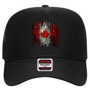 Ripped Canada Canadian Torn Flag High Crown Mesh Back Trucker Hat