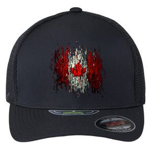 Ripped Canada Canadian Torn Flag Flexfit Unipanel Trucker Cap