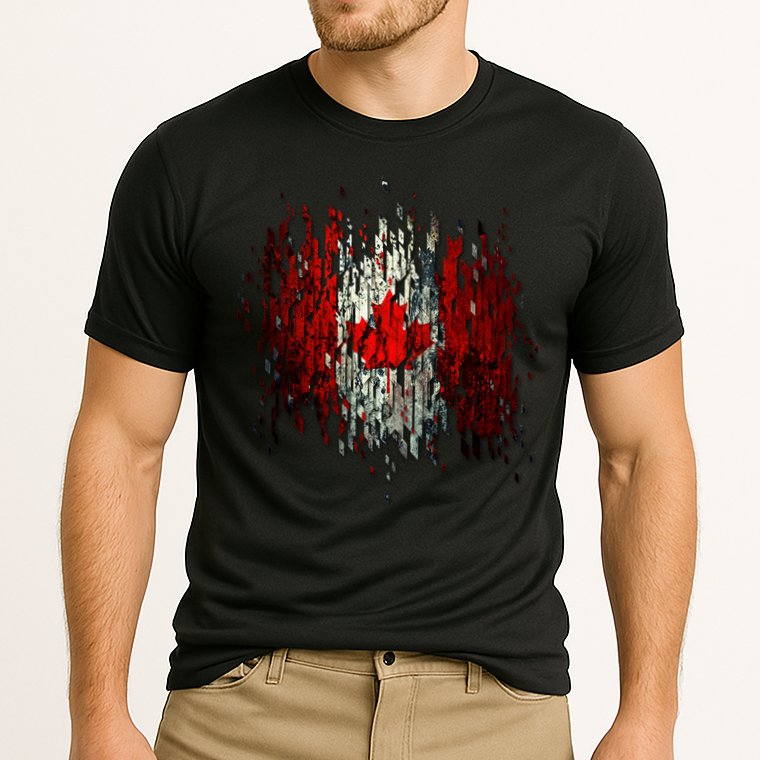Ripped Canada Canadian Torn Flag Cooling Performance Crew T-Shirt