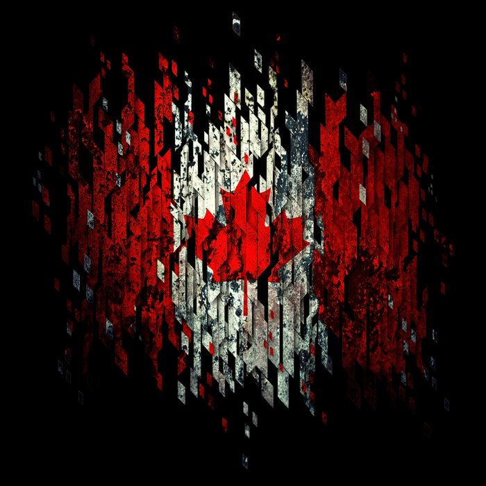 Ripped Canada Canadian Torn Flag Cooling Performance Crew T-Shirt