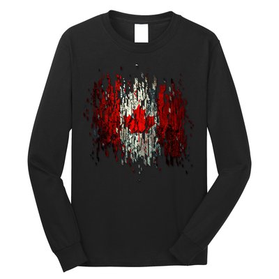 Ripped Canada Canadian Torn Flag Long Sleeve Shirt