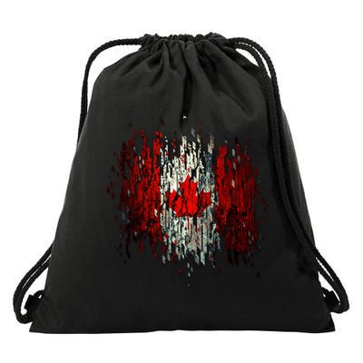 Ripped Canada Canadian Torn Flag Drawstring Bag