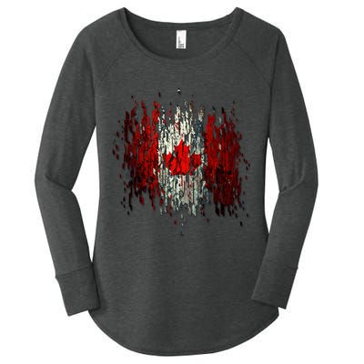 Ripped Canada Canadian Torn Flag Women's Perfect Tri Tunic Long Sleeve Shirt