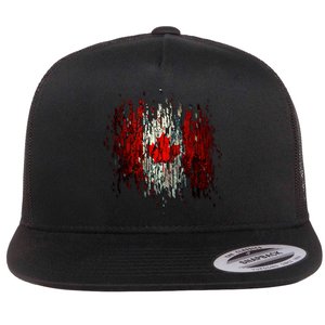 Ripped Canada Canadian Torn Flag Flat Bill Trucker Hat