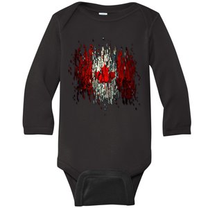 Ripped Canada Canadian Torn Flag Baby Long Sleeve Bodysuit