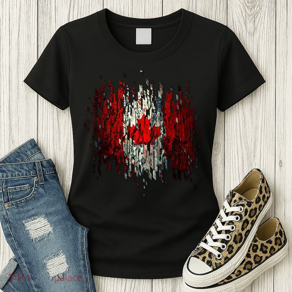 Ripped Canada Canadian Torn Flag Womens T-Shirt